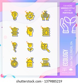 Nature icon set vector with line on simple concept. Ecology icon for website element, app, UI, infographic, print template and presentation.