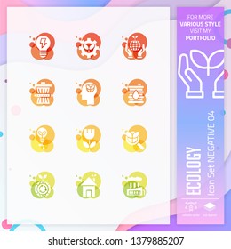 Nature icon set vector with negative on colorful concept. Ecology icon for website element, app, UI, infographic, print template and presentation.