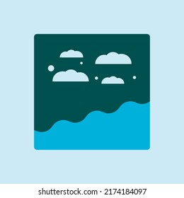 Diseño vectorial de iconos de la naturaleza.  Ilustración vectorial de símbolo de paisaje.  Nubes y diseño de fondo vectorial de olas de playa. 