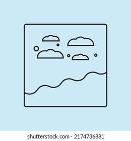 Nature icon vector design. Landscape symbol vector illustration. Clouds, and sea beach wave vector background design. Line art design.  Line art symbol.