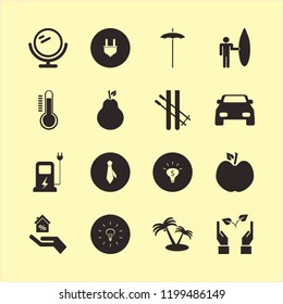 nature icon. nature vector icons set hand house, surfer with board, plug and money ideas