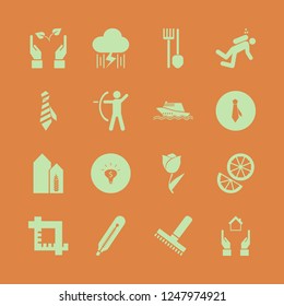 nature icon. nature vector icons set hands sprout, orange, crop and wheat harvest growth