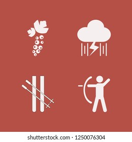 nature icon. nature vector icons set rain and lightning, skiing, archer and black currant berry