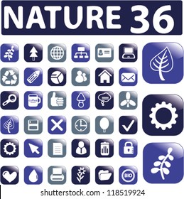 iconos de naturaleza, conjunto de botones, vector