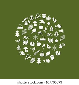 nature icons in circle