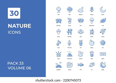 Nature icons collection. Set contains such Icons as Air, Ant, Ape, Autumn, Bamboo, and more