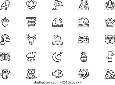 Nature icons collection is a vector illustration with editable stroke.