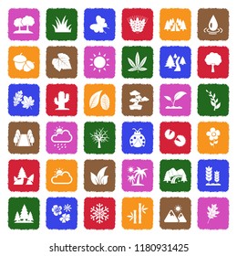 Nature Icons. Grunge Color Flat Design. Vector Illustration. 