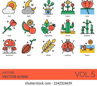 Nature Icons including Air, Ant, Ape, Autumn, Bamboo, Beach, Bear, Bee, Bird, Bug, Butterfly, Cactus, Canyon, Cat, Chicken, Cloud, Cow, Crocodile, Day, Deer, Desert, Dog, Earth, Elephant, Fire, Fish