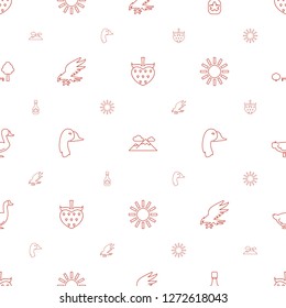 nature icons pattern seamless white background. Included editable line strawberry, mountain, maple syrup, eagle, goose, sun, tree and bench icons. nature icons for web and mobile.