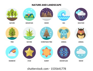 Nature icons set for business, marketing, management