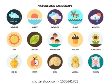 Nature icons set for business, marketing, management