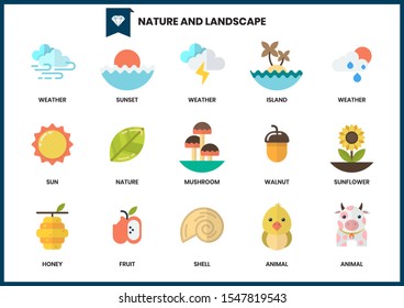 Nature icons set for business, marketing, management