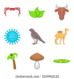 Nature icons set. Cartoon set of 9 certainly vector icons for web isolated on white background