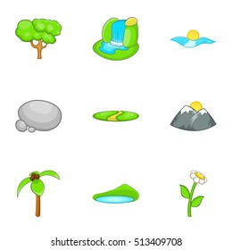 Nature icons set. Cartoon illustration of 9 nature vector icons for web