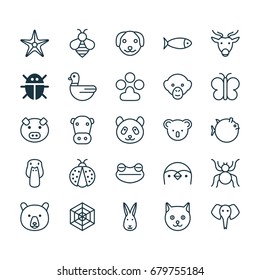 Nature Icons Set. Collection Of Bear, Moth, Claw Print And Other Elements. Also Includes Symbols Such As Elephant, Butterflyfish, Spider.