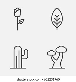 Nature Icons Set. Collection Of Cactus, Oak, Love Flower And Other Elements. Also Includes Symbols Such As Tree, Oak, Leaf.