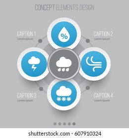 Nature Icons Set. Collection Of Snowy, Moisture, Rainy And Other Elements. Also Includes Symbols Such As Snow, Rain, Weather.