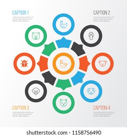 Nature icons set with duck, chicken, mallard and other beetle elements. Isolated vector illustration nature icons.