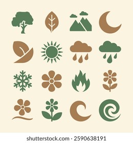 Nature Icons Set. Editable vector icon. Perfect for web and app interfaces, presentations, info graphics, etc. 
