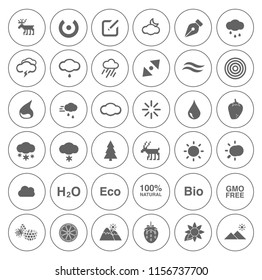 Nature icons set - environment ecology element - eco plant sign and symbols