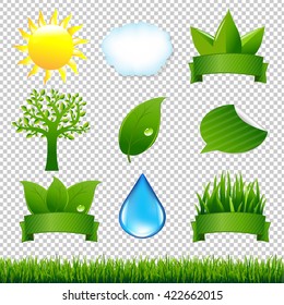 Nature Icons Set, Isolated on Transparent Background, Vector Illustration