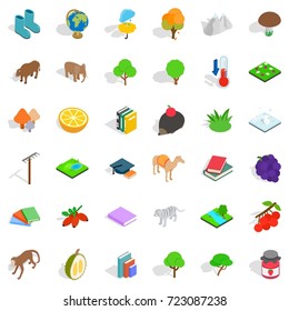 Nature icons set. Isometric style of 36 nature vector icons for web isolated on white background