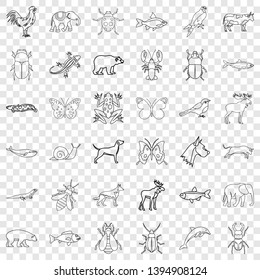 Nature icons set. Outline style of 36 nature vector icons for web for any design