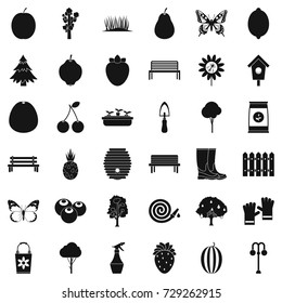 Nature icons set. Simple style of 36 nature vector icons for web isolated on white background