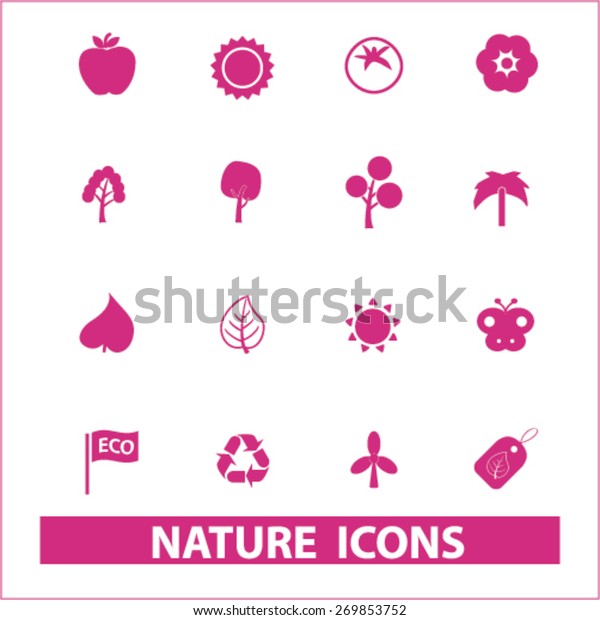 nature icons set,
vector