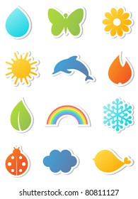 Nature icons set. Vector illustration.