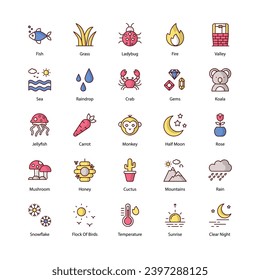 nature icons set vector stock illustration