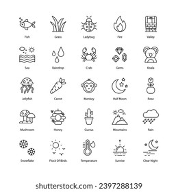 nature icons set vector stock illustration