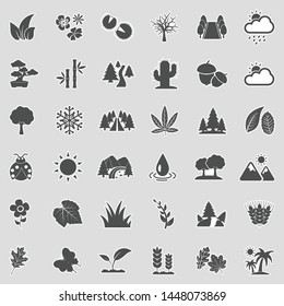 Nature Icons. Sticker Design. Vector Illustration.