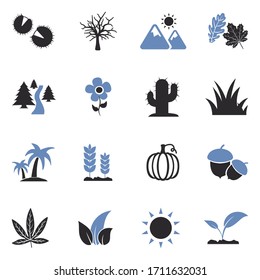Nature Icons. Two Tone Flat Design. Vector Illustration.