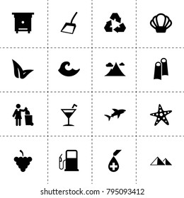 Nature icons. vector collection filled nature icons. includes symbols such as grapes, hive, leaf, recycle, scoop, woman with garbage, blood. use for web, mobile and ui design.