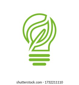 Nature Idea, Green, Leaf, Light Bulb Line Icon