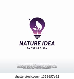 Nature Idea logo, leaf and Bulb logo symbol, Growing Inspiration logo concept