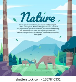 Fondo de ilustración natural con consumo de ciervo