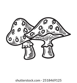 Nature Illustration Colorless - Mushroom-01