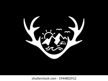 Nature illustration in a horn shape design