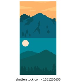 Nature Illustration, Mountain Vector, Mountain illustration