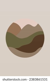 Nature Illustration Poster. Minimalist Boho Wall Decor. Printable Horizon Illustration Wall Art Poster.