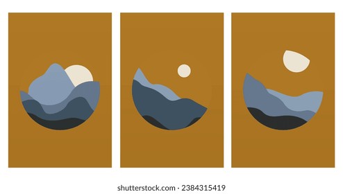 Nature Illustration Poster. Minimalist Boho Wall Decor. Printable Horizon Illustration Wall Art Poster.