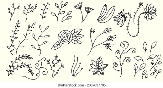 nature illustration set collection of leaf and floral vector for tropica design element