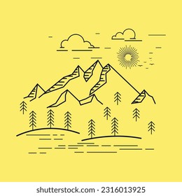 ilustración de naturaleza vector línea de bosque cimonyet al aire libre