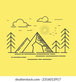 Naturgrafik, Vektorgrafik-Berglinie Außenziegel