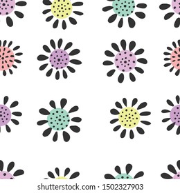 Nature illustration. Vector seamless pattern. Free hand drawn