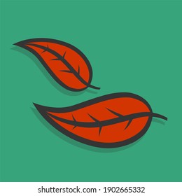 Nature illustration, vectors. Colored leaf icons great for children's books, coloring books, etc.