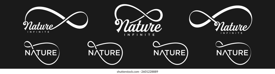 nature Infinity logo design, wordmark nature with Infinity icon combination, vector illustration